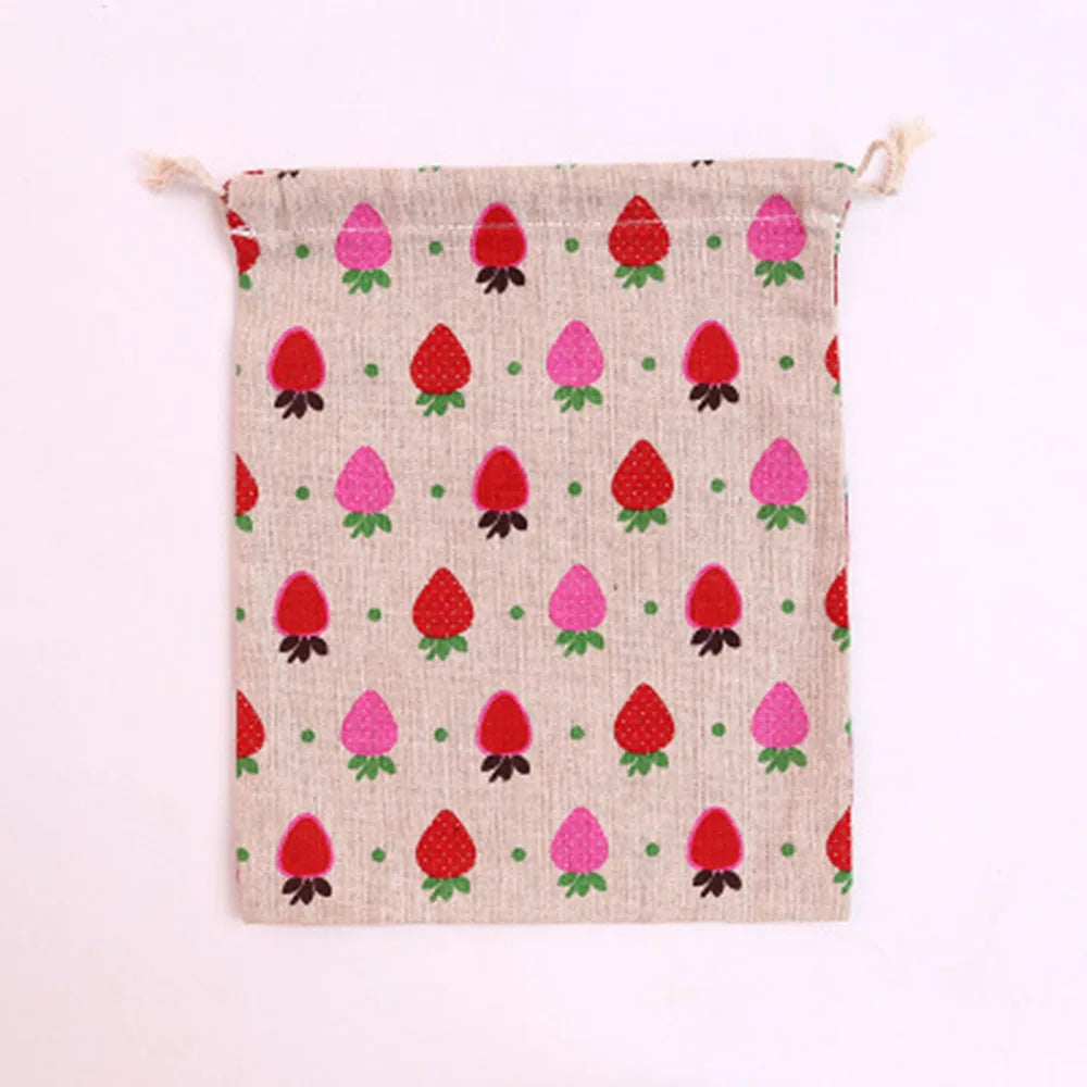 Cotton Linen Drawstring Gift Bags | Printed Patterns, 3 Sizes
