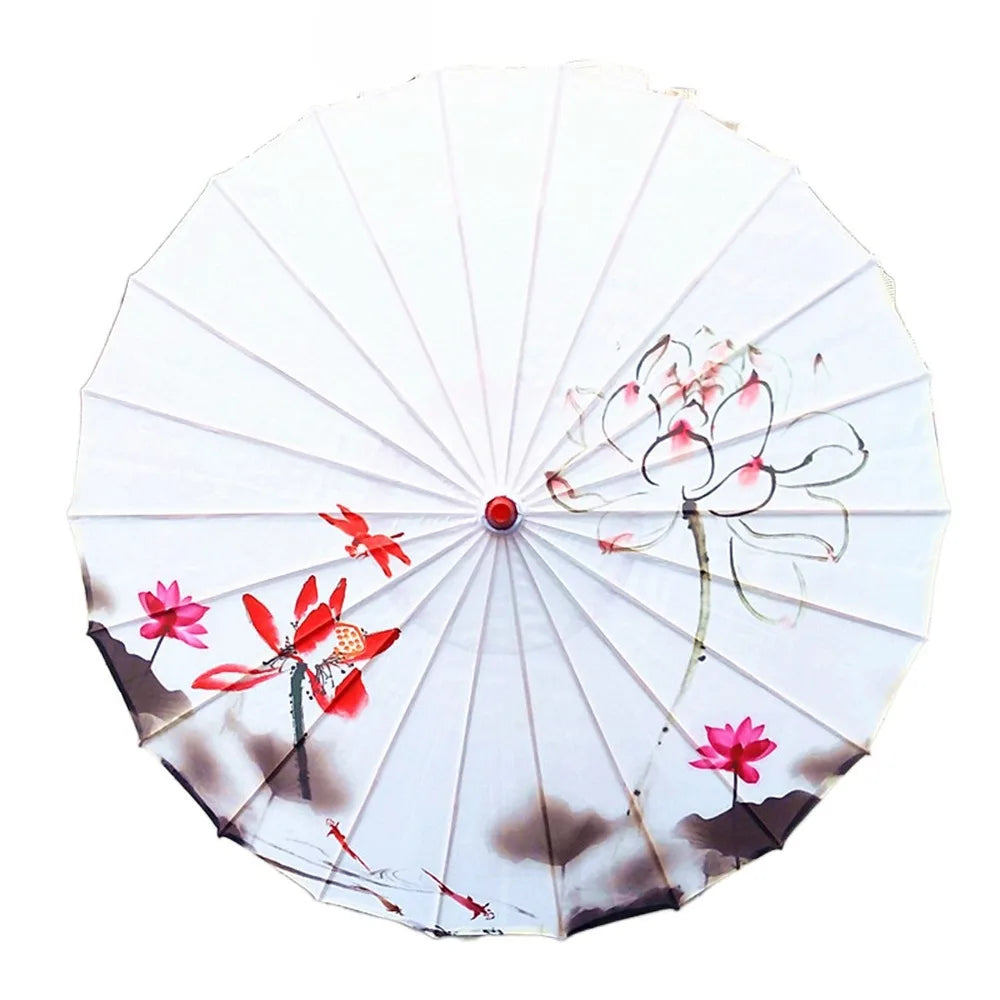 Handmade Silk Cloth Women Umbrella Waterproof Rain Proof Chinese Oil Paper Umbrella Decorative Ancient Dance Umbrella Oasis Select Style 10