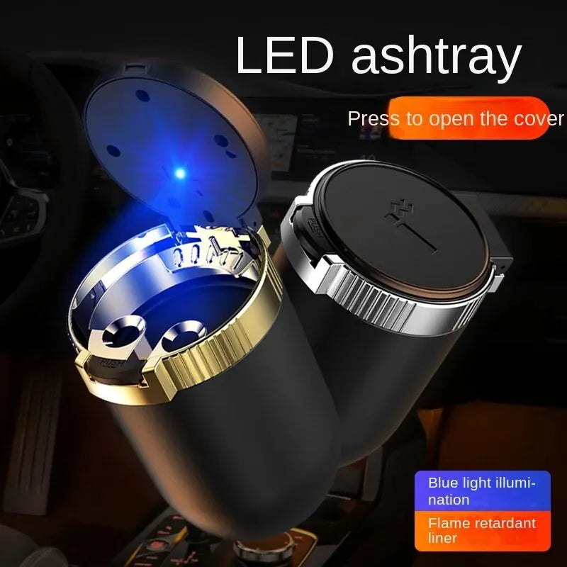 Car Ashtray Creative Personality Car Ashtray with Lid LED Light Dual Use in Car and Home Ashtray Oasis Select