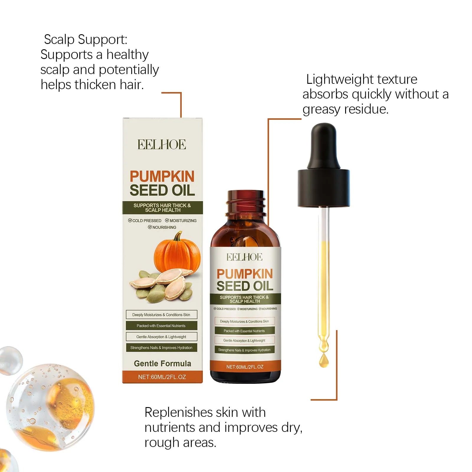 EELHOE Pumpkin Seed Oil – Nails, Hair & Skin Care 60ml Multi-Use Beauty Oil Oasis Select