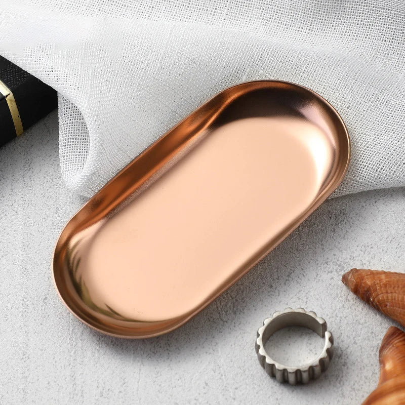Stainless Steel Cosmetic Storage Tray False Nails Dish Tools Storage Tray Nail Art Equipment Plate Doctor Surgical Dental Tray Oasis Select Rose Gold