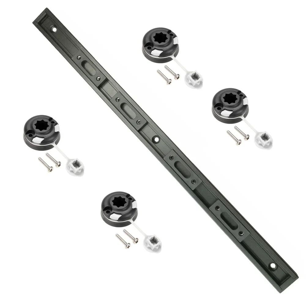 Kayak Aluminum Slide Track Rails Bracket with four Fishing Rod Holder Mounting Base DIY kayak systems Oasis Select