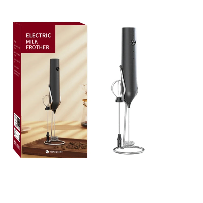 Electric Handheld Milk Frother – 3-Speed Rechargeable Foam Maker