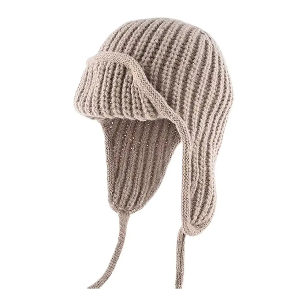Warm Knit Trapper Hats for Women Ushanka Hat Knit Aviator Hat with Ear Flap Russian Hat for Winter Stocking Cap Beanie with Tie Oasis Select One Size Khaki