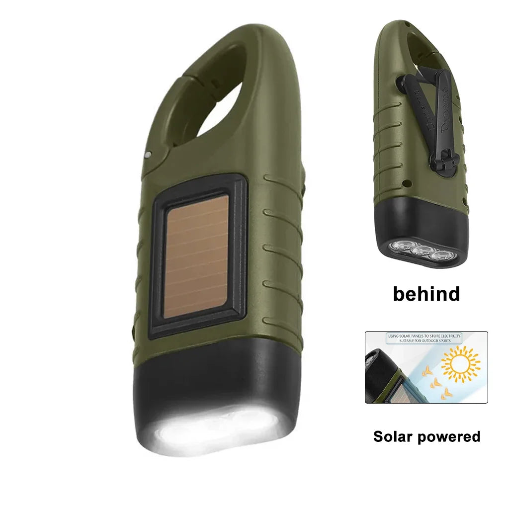 LED Hand Crank Solar Rechargeable Flashlight | Survival Torch