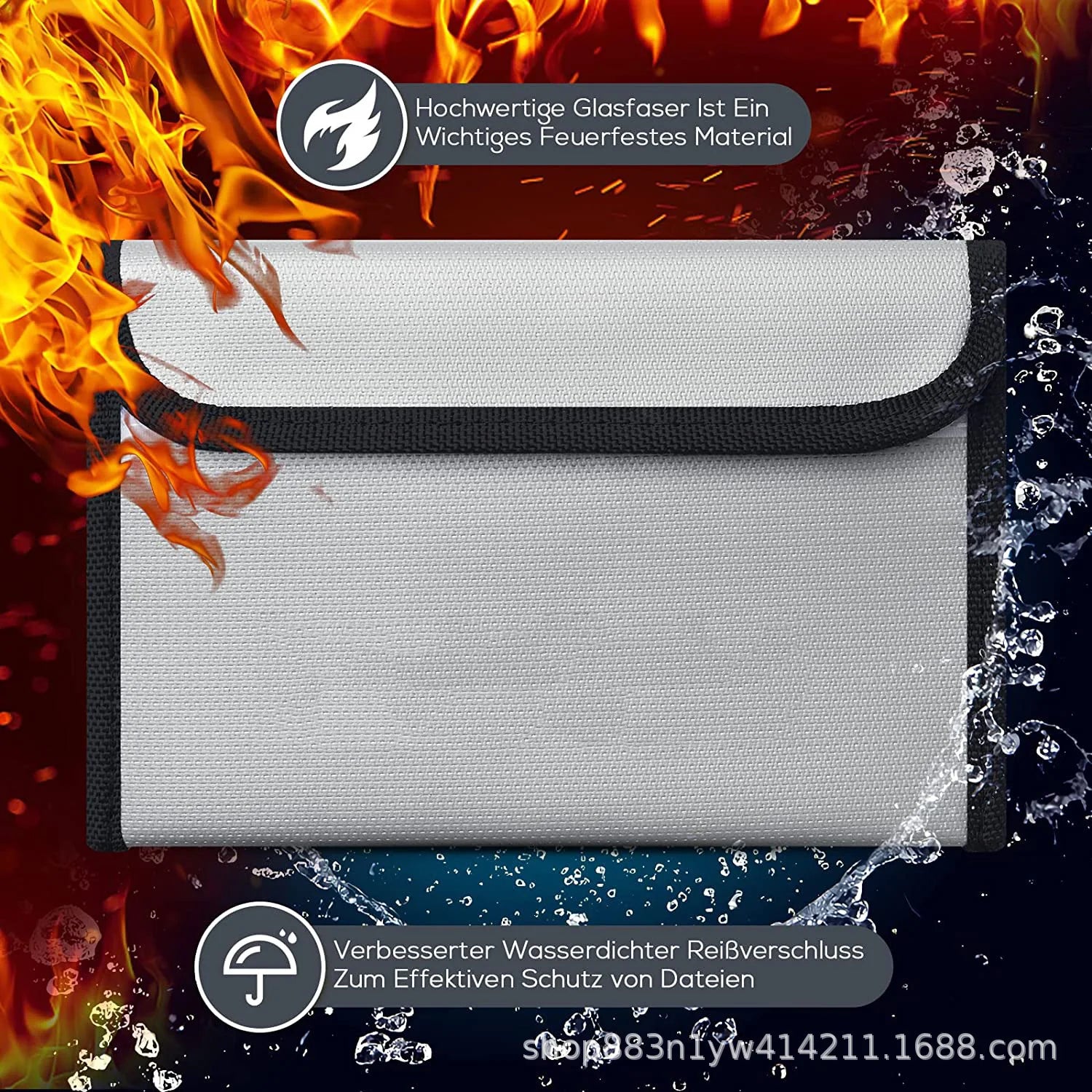 Fireproof Waterproof Document Bag | Zipper Cash Safe Pouch