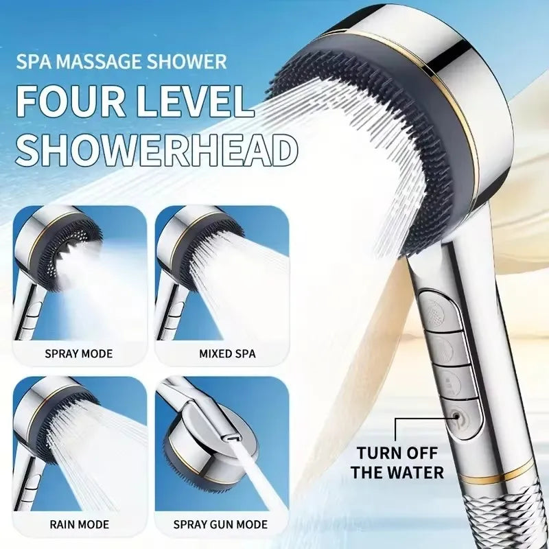 New Filter Shower Head 4 Modes Handheld High Pressure Water Saving Shower Head Massage Sprayer Bathroom Accessories Set Oasis Select