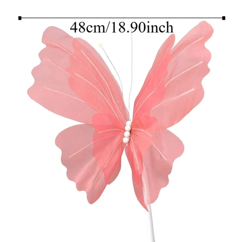 48cm Big Simulation Butterfly Hollow Design Gauze Material 3D Butterfly Large Size 3D Effect Fake Butterfly Wedding Decoration Oasis Select