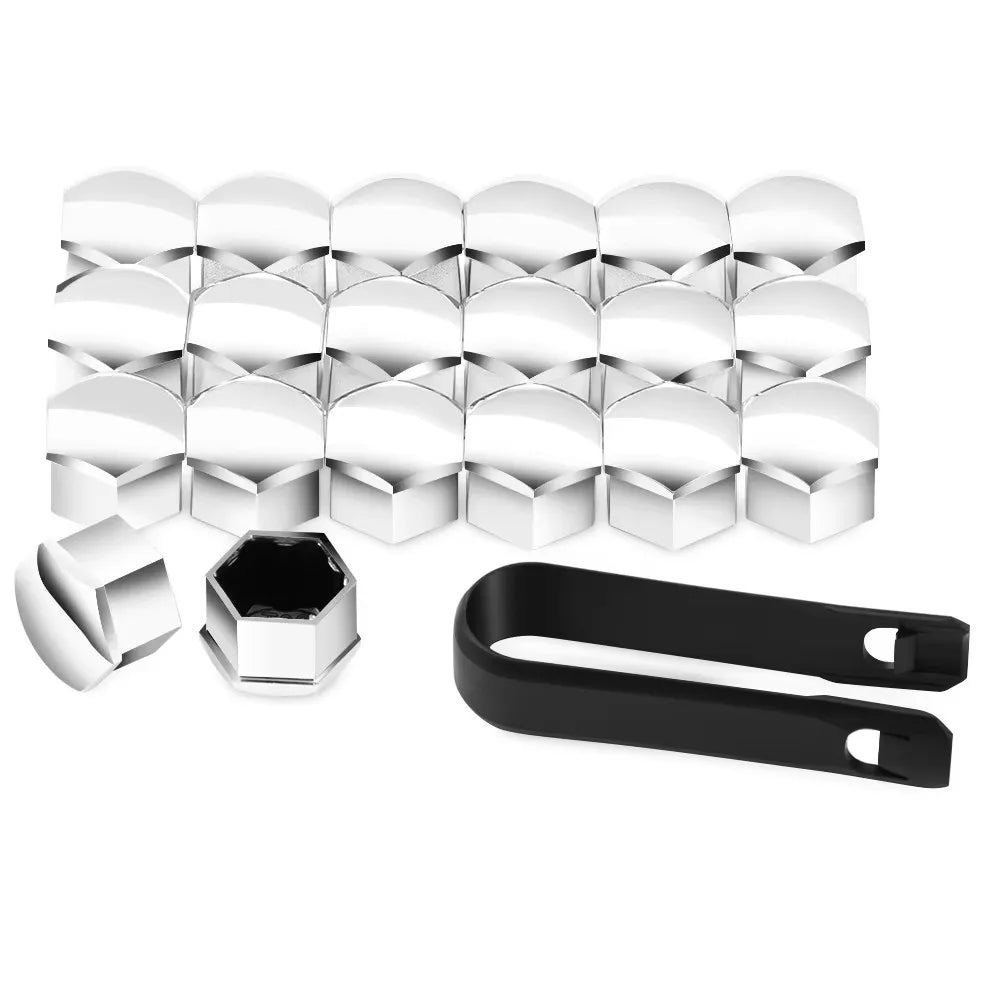 20/40/60Pcs 17mm Car Wheel Nut Caps Auto Hub Screw Cover Bolt Rims Exterior Decoration Special Socket Protection Dust Proof Oasis Select Plated Silver-20pcs 17mm