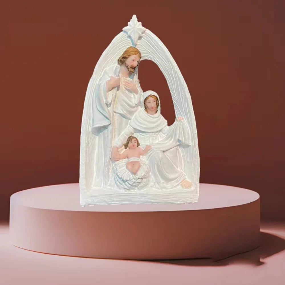 Christmas Jesus Birth Scene Ornament Christmas Decoration Holy Family Crafts Statue Resin Figurine Centerpieces Desktop Decor Oasis Select
