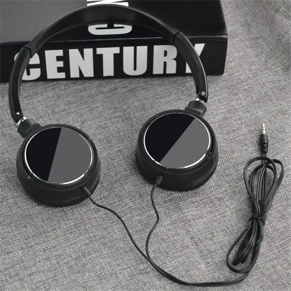 Universal Headphone Over Ear Foldable Wired Earphones HiFi Stereo Sound Portable Headset 3.5mm Oasis Select Black