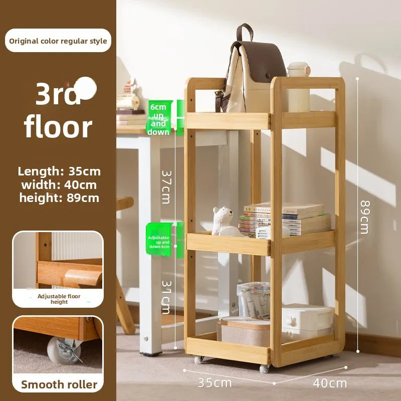 School bag shelf, removable trolley, book storage rack, artifact, household multi-layer schoolbag table Oasis Select Primary three layers