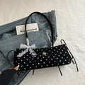 Polka Dot Baguette Shoulder Bag | Retro Korean Fashion Women