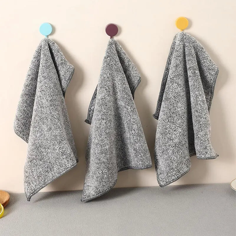 Bamboo Charcoal Dish Cleaning Cloth | Microfiber Scouring Pad Dish Cleaning Cloth Oasis Select