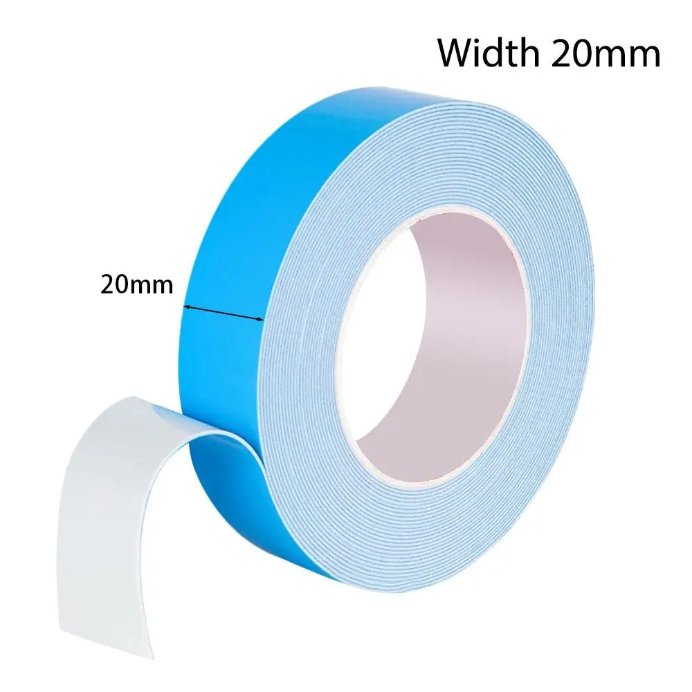 10Meters/Roll Blue Film White Double Sided Tape Strong Self Adhesive Multifunctional PE Foam Tape Sponge Strip Oasis Select Width 20mm
