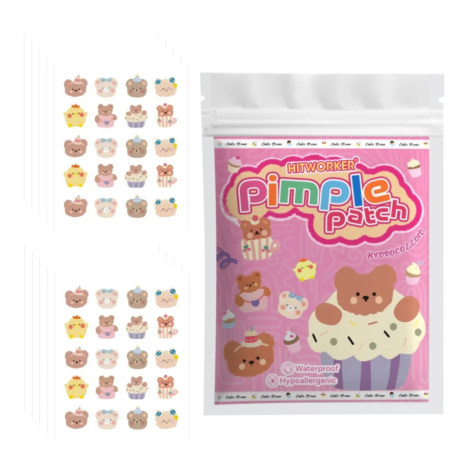 Cute Bear Design Hydrocolloid Acne Patch Light Breathable Concealer Mild Non-Irritating Solution for Pimples Oasis Select 200pcs