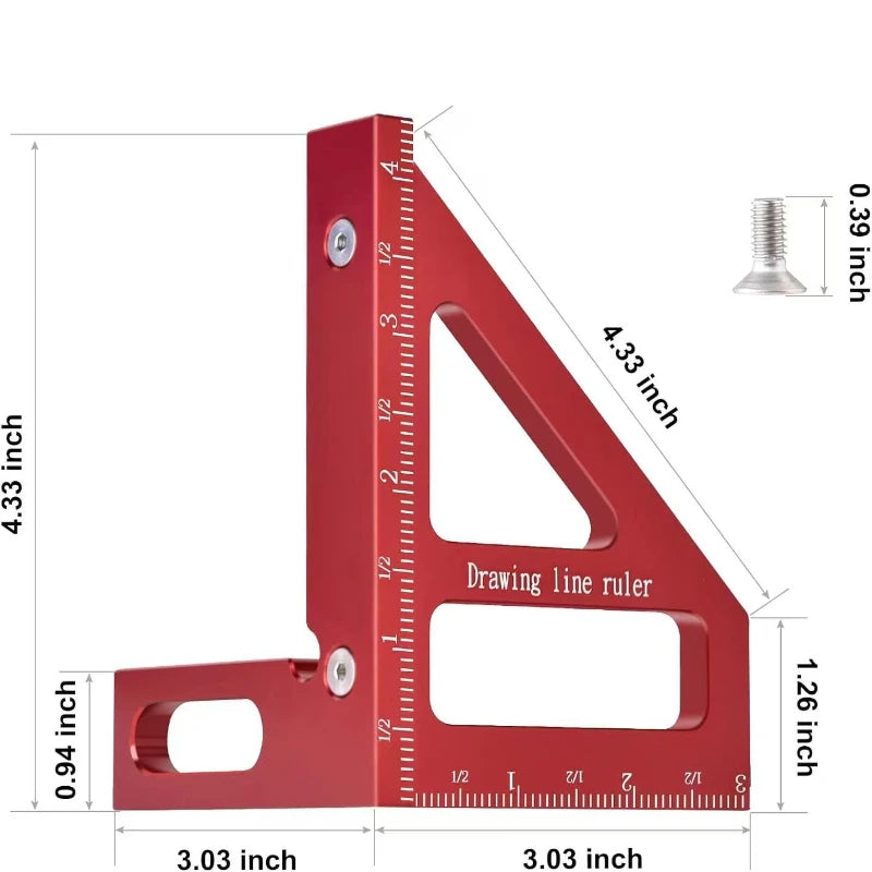 Aluminum Alloy Miter Triangle Ruler Woodworking Square Protractor High Precision Layout Measuring Tool for Engineer Carpenter Oasis Select