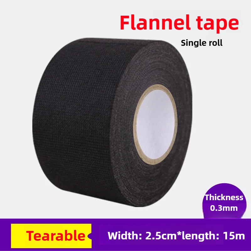 25MM*15M Auto Car Flannel Flannelette Adhesive Tape Wiring Harness Anti Rattle Self Adhesive Felt Tape Auto Repair Tools Oasis Select 25x15m