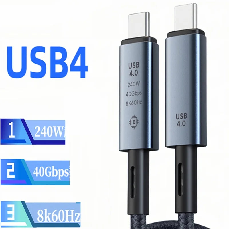 1m 240W USB C to USB C Fast Charging Cable 40Gbps Data Cable with 8K Video Transfer Speed For iPhone 16 Pro Macbook TV Laptop Oasis Select
