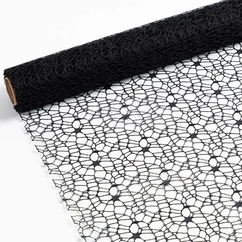 50cm 5yards Flower Wrapping Gauze Bouquet Wrapping Lace Jacquard Net Flower Pattern Mesh Floral Wrapping Paper Valentine's Day Oasis Select Black