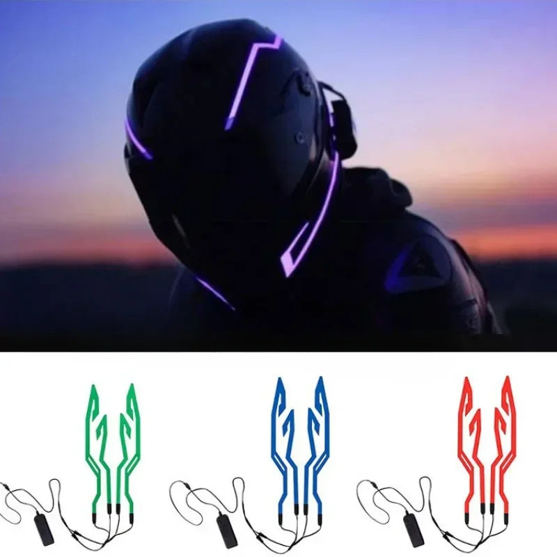 New Motorcycle Helmet Light 4 in 1 EL Light 3 Mode Led Helmet Light Night Riding Signal Helmet Strip Decoration Accessories Kit Oasis Select