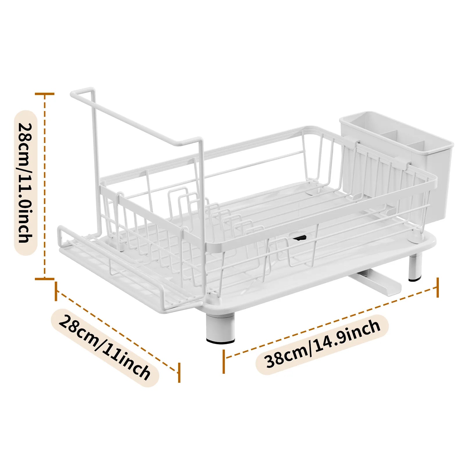 Kitchen Dish Rack Small Volume Dish Rack Sink Multifunctional Tableware Drain Bowl Storage Box Oasis Select White Small HMJ