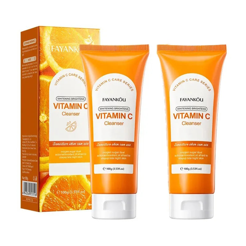 100g Vitamin C Facial Cleanser Face Wash Foam Cleanser Deep Cleansing Moisturizing Brightening Hydrating Skin Care Products Oasis Select 2PCS