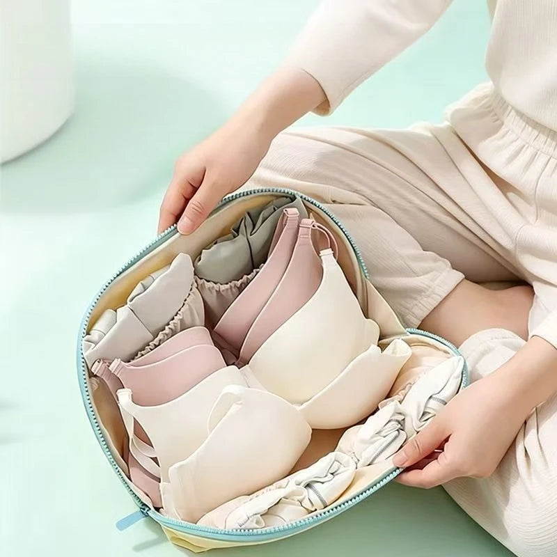 Portable Waterproof Underwear Organizer Bag Multi-Compartment Bra Lingerie Storage Pouch for Travel Luggage Business Trip Dorm Oasis Select