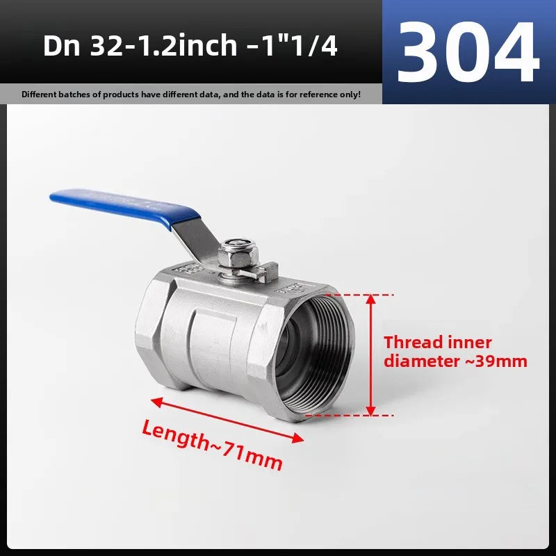 1pc DN15 DN20 SS 304 Stainless Steel Ball Valve 1/2" 3/4" Female BSP Valve with Vinyl Handle Thread Valves Oasis Select DN 32
