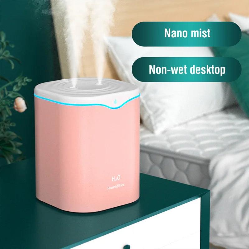 2000ML USB Air Humidifier Double Spray Port Essential Oil Aromatherapy Humificador Cool Mist Maker Fogger Purify for Home Office Oasis Select