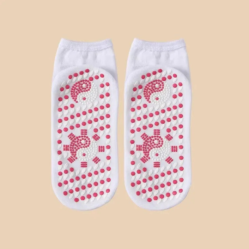 1/2/4/6pairs Self-Heating Socks Winter Warm Thermal Health Care Socks Slimming Health Short Sock Magnetic Therapy Health Sock Oasis Select 1pairs white