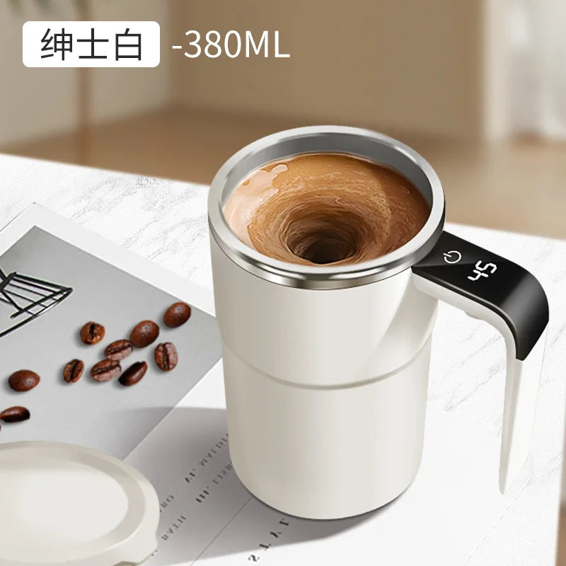Electric Coffee Mug with LED Temperature Display - One-Touch Operation, Suitable for Mixing Coffee, Milk, Tea, Blended Drinks Oasis Select White 380ml