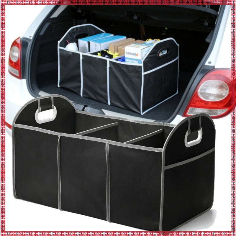 1pc Universal Car Trunk Organizer Portable Foldable Waterproof Auto Storage Bag With 3 Compartments For SUV Truck Van Sedan ﻿ Oasis Select