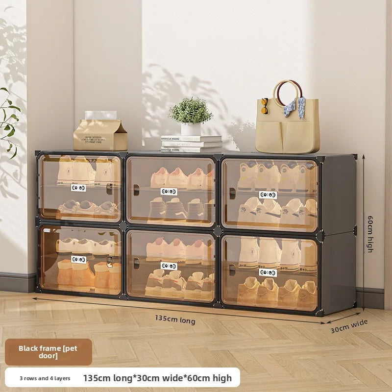 Multi-functional Simple Shoe Rack Plastic Household Indoor Door, Dustproof Storage At The Entrance, Transparent Shoe Cabinet Oasis Select 3-4A