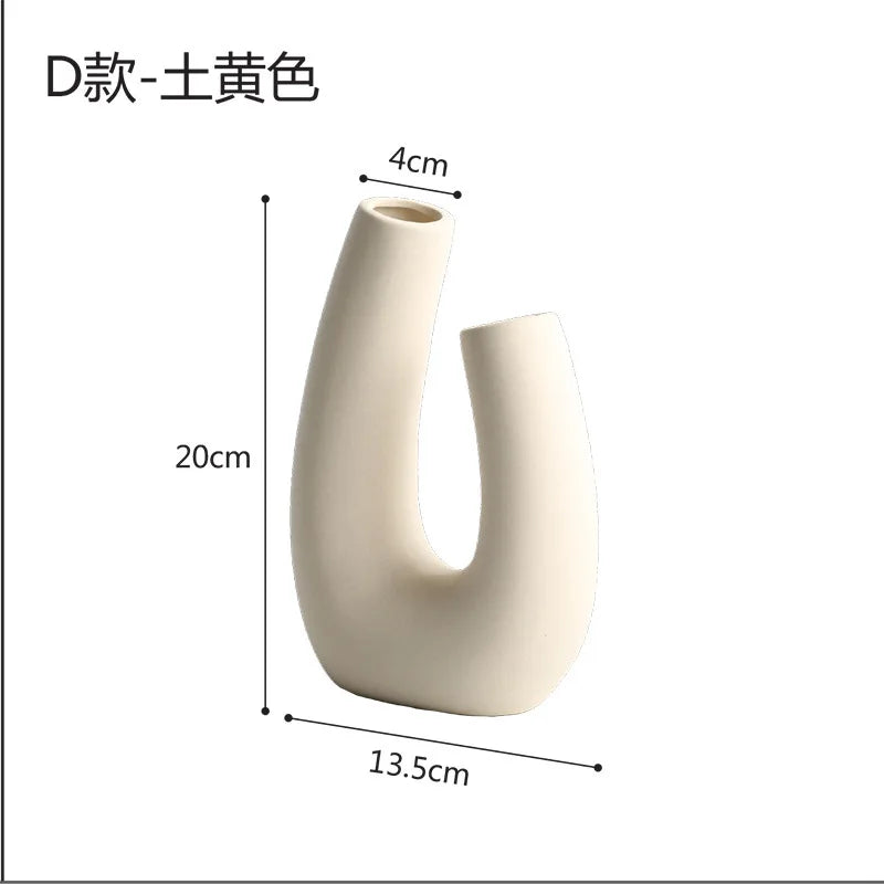 Nordic Geometric Creative Art Plain Germ Dried Flower Ceramic Vase Homestays Vases Oasis Select H