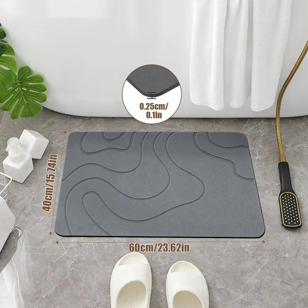 Toilet Door Non-slip Mat Absorbent Stone Bath Mat Entryway Rugs Bathroom Rugs Floor Mat Quick Drying Diatomite Stone Shower Mat Oasis Select Dark Gray