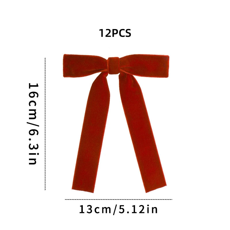 24 velvet bows for Christmas trees - used as rural gift bows for Christmas home decoration, outdoor, and indoor occasions Oasis Select 12PCS Other