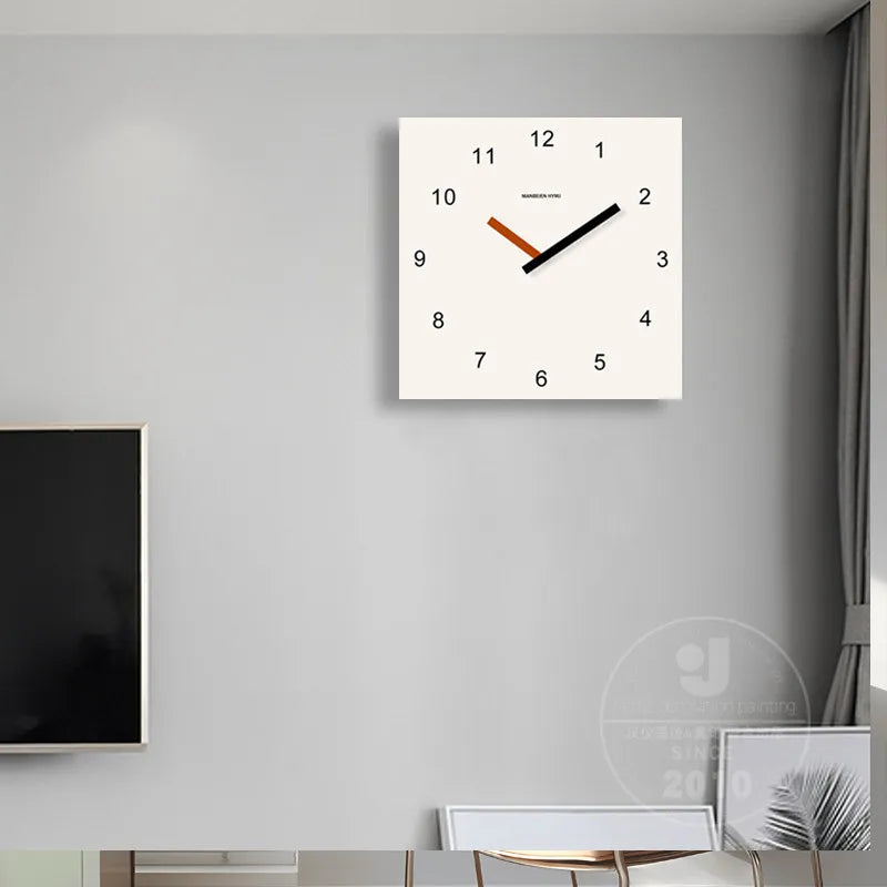 2026 New Punch-Free Wall Clock Modern Simple Square Art Design Creative Wall Hanging Clock for Living Room Home Decor Oasis Select