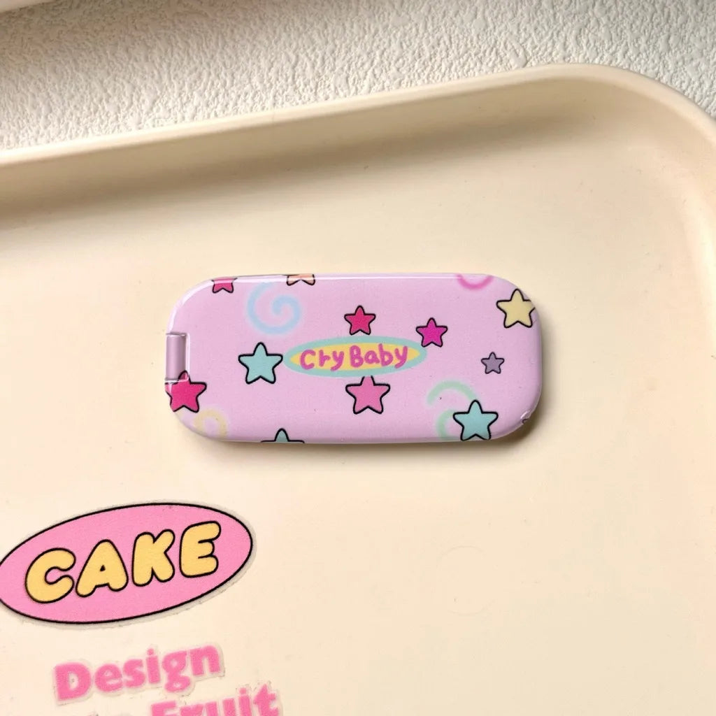 Korean Makeup Mirror Folding Invisible Cartoon Phone Holder Cute Portable Back Sticker New Desktop Universal Adhesive Support Oasis Select Multi-Color