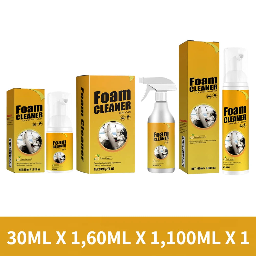 30-100ML Multifunctional Foam Cleaner For Car Interior Instrument Panel Seat Steering Wheel Stain Removal Foam Cleaner Spray Oasis Select 3PCS