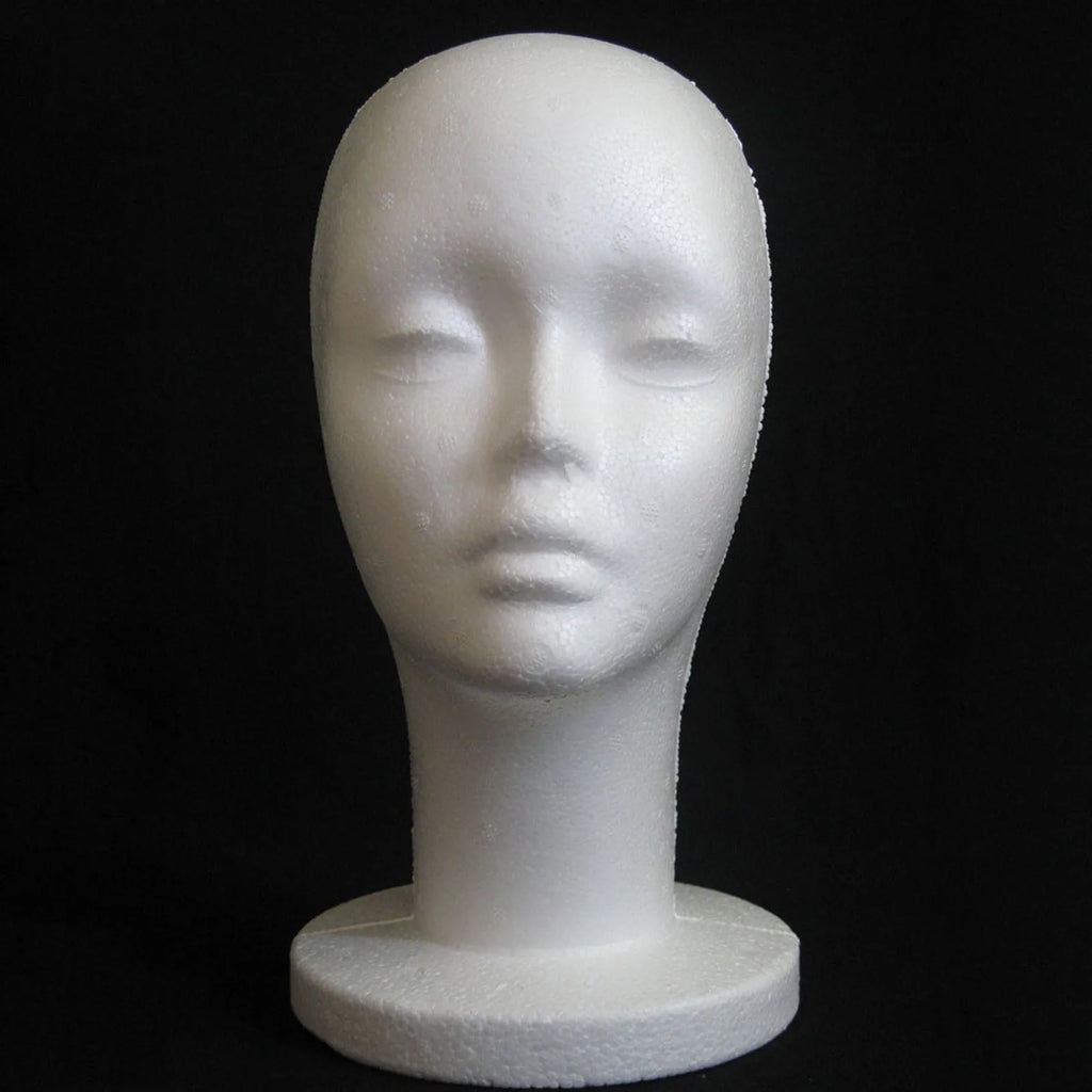 Female Styrofoam Mannequin Manikin Head Model Foam Wig Hair Glasses Display Oasis Select white