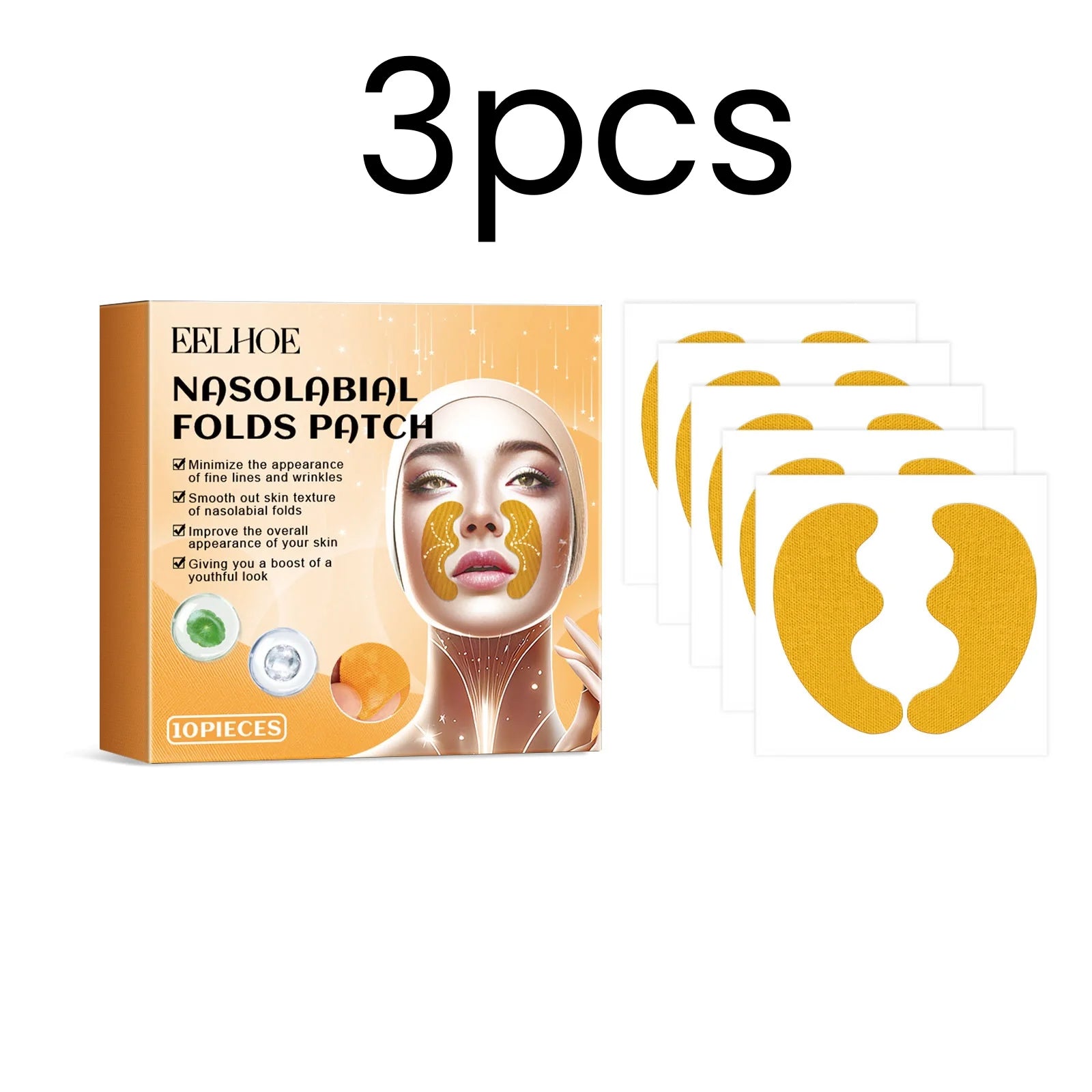 EELHOE Nasolabial Fold Patches – Anti-Wrinkle & Skin Firming Anti-Wrinkle Facial Patches Oasis Select 3 Boxed