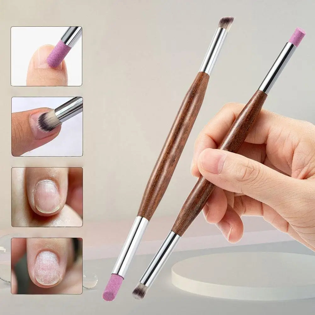 Dual-Head Nail Art Tool Nail Art Sculpture Pen Pumice Stone Nail File Cuticle Pusher & Nail Brush for Cleaning Gradient Blending Oasis Select
