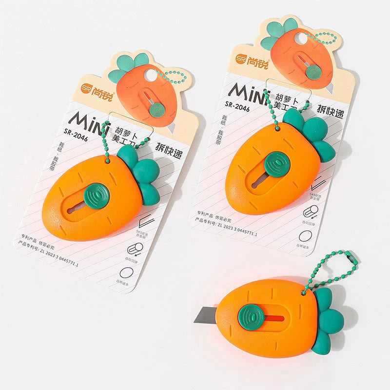 1/3Pcs Cute Portable Mini Avocado Strawberry Carrot Art Utility Knife Express Box Knife Paper Cutter Craft Wrapping Tools Oasis Select