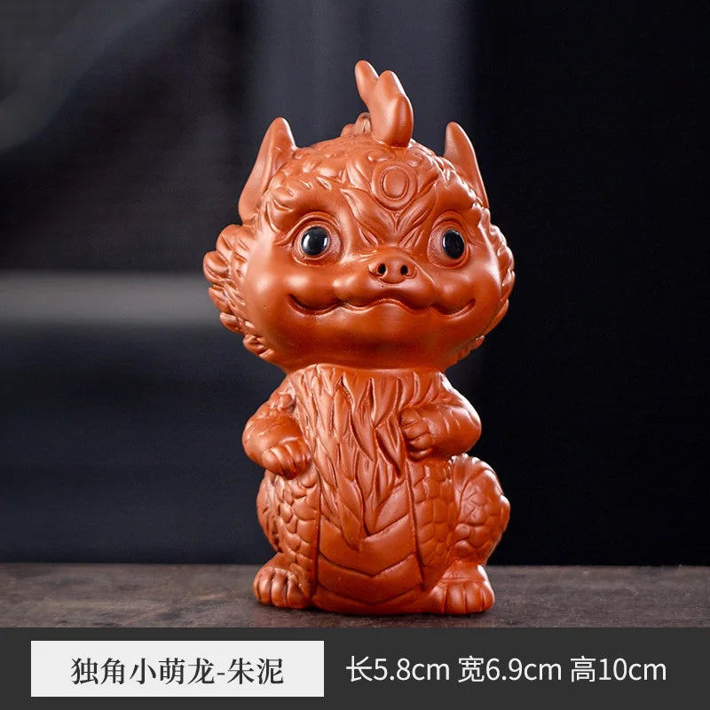 Lucky Purple Clay Cute Pixiu Tea Pet Ornament Premium Nurturable Creative Personalized Tea Play Tea Table Tea Set Accessories Oasis Select Dragon Girl - Zhu Ni