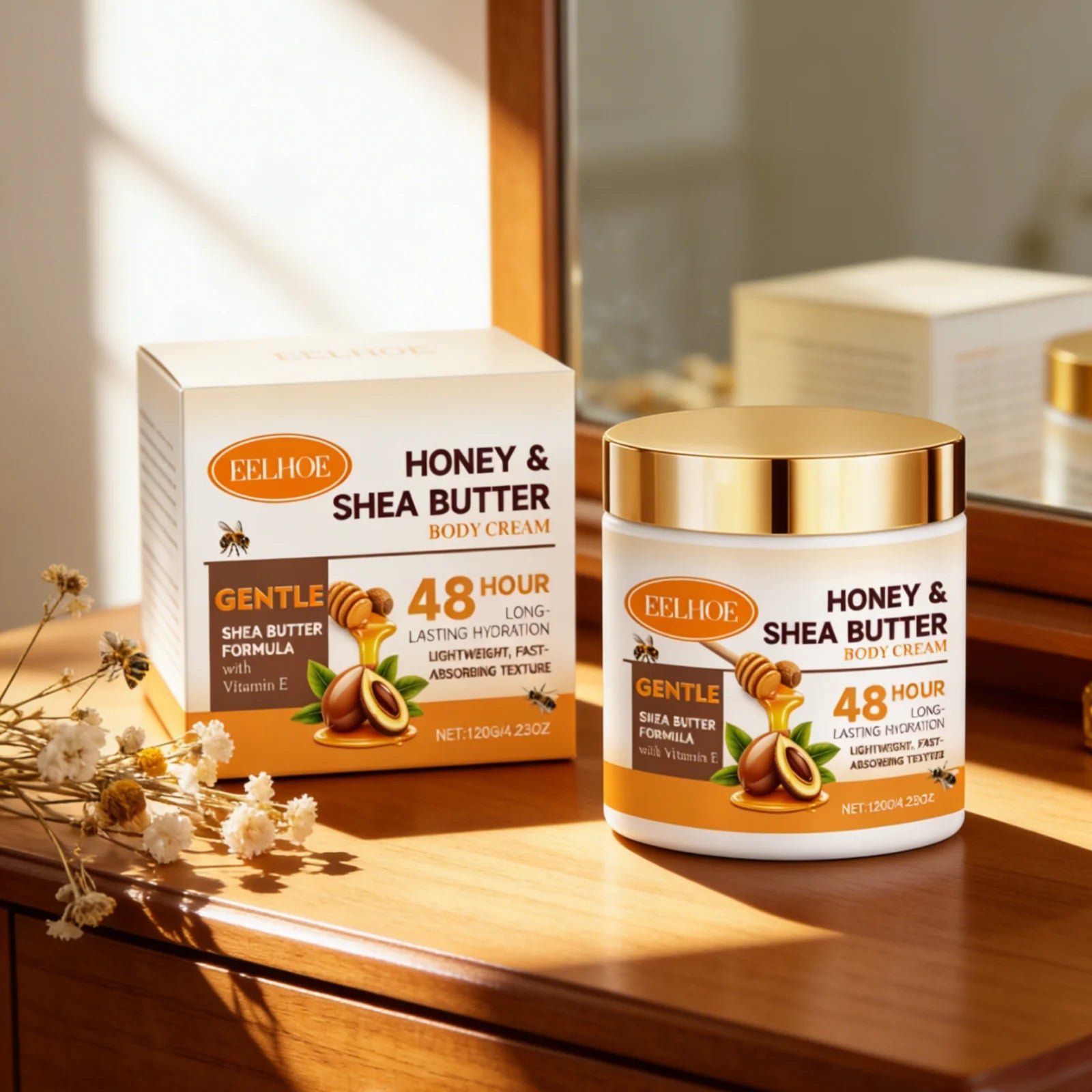 Eelhoe Honey Shea Butter Body Cream Soften Skin Nourish Refreshing Lightweight Gentle Formula Deep Moisturizing Body Lotion 120g Oasis Select