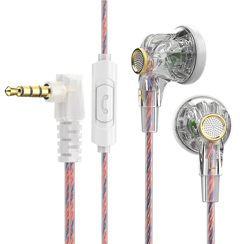 Original QKZ-MDR Wired Earphone HIFI Stereo Flat Headset With HD MIC 3.5mm AUX In-Ear Music Game Sports Headphones Oasis Select White