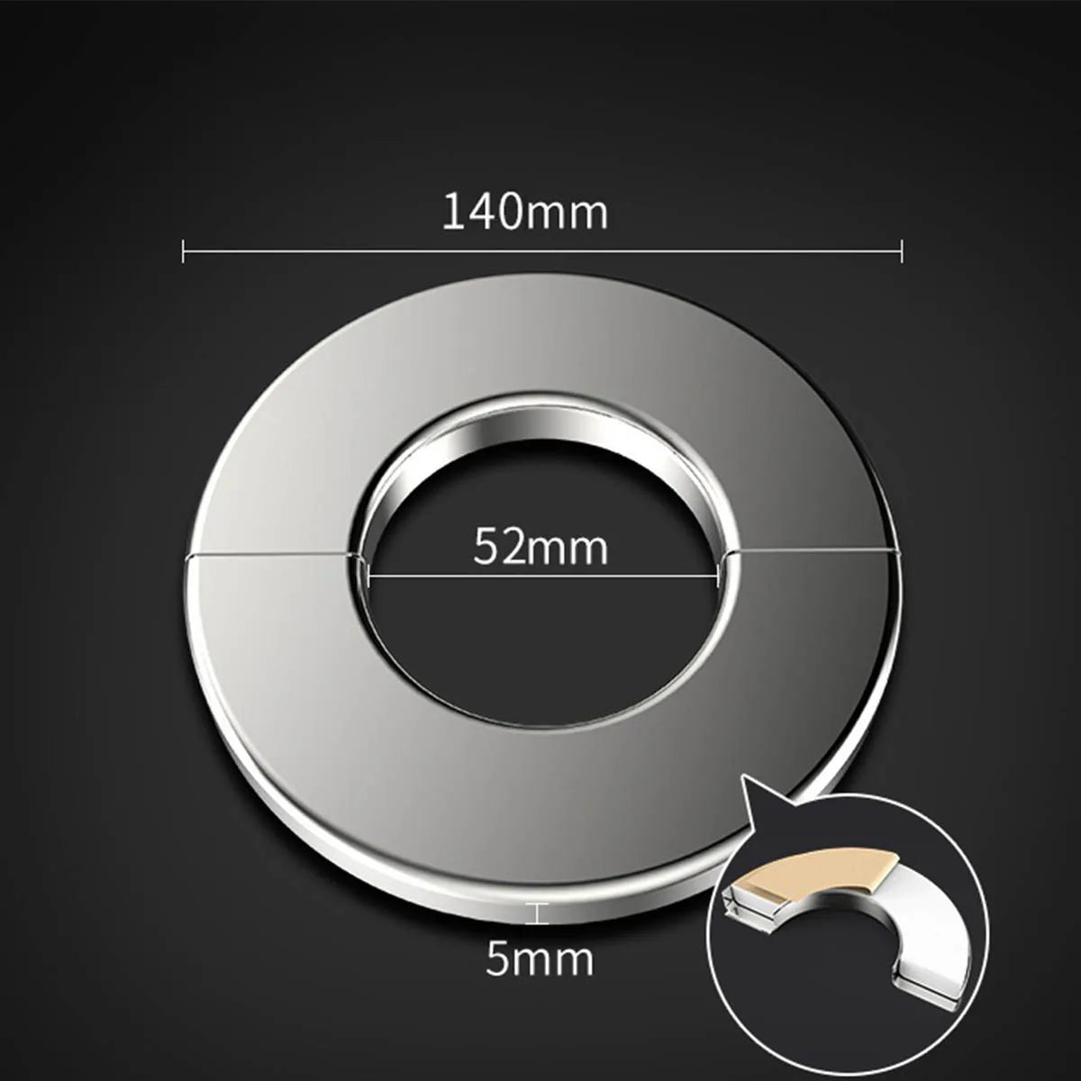 Stainless steel decorative cover faucet triangle valve gas water heater exhaust pipe circular split air conditioning hole cover Oasis Select 52mm-1pcs