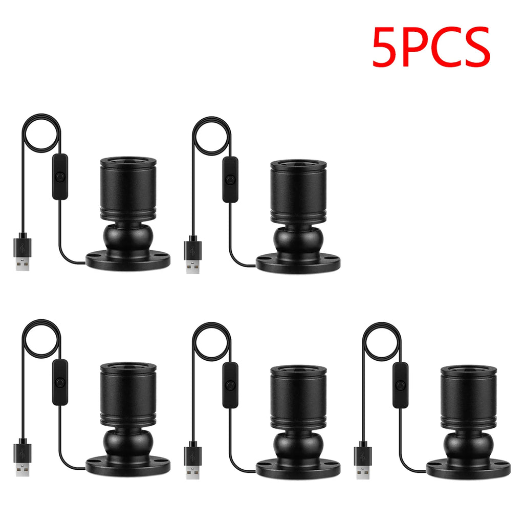 5V LED Spotlight 1W High Quality Aluminum Shell Ceiling Wall Lamp for Living Room Cabinet,USB Ports for Power Bank/Computer/TV Oasis Select 5PCS Black Shell Yellow Lihgt