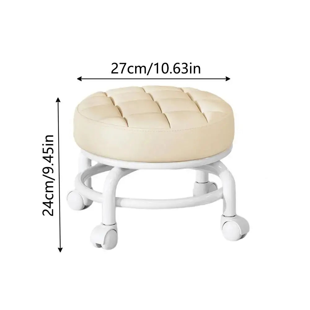 PU Leather Rolling Stool | 360° Swivel Wheels, 250 lb Capacity
